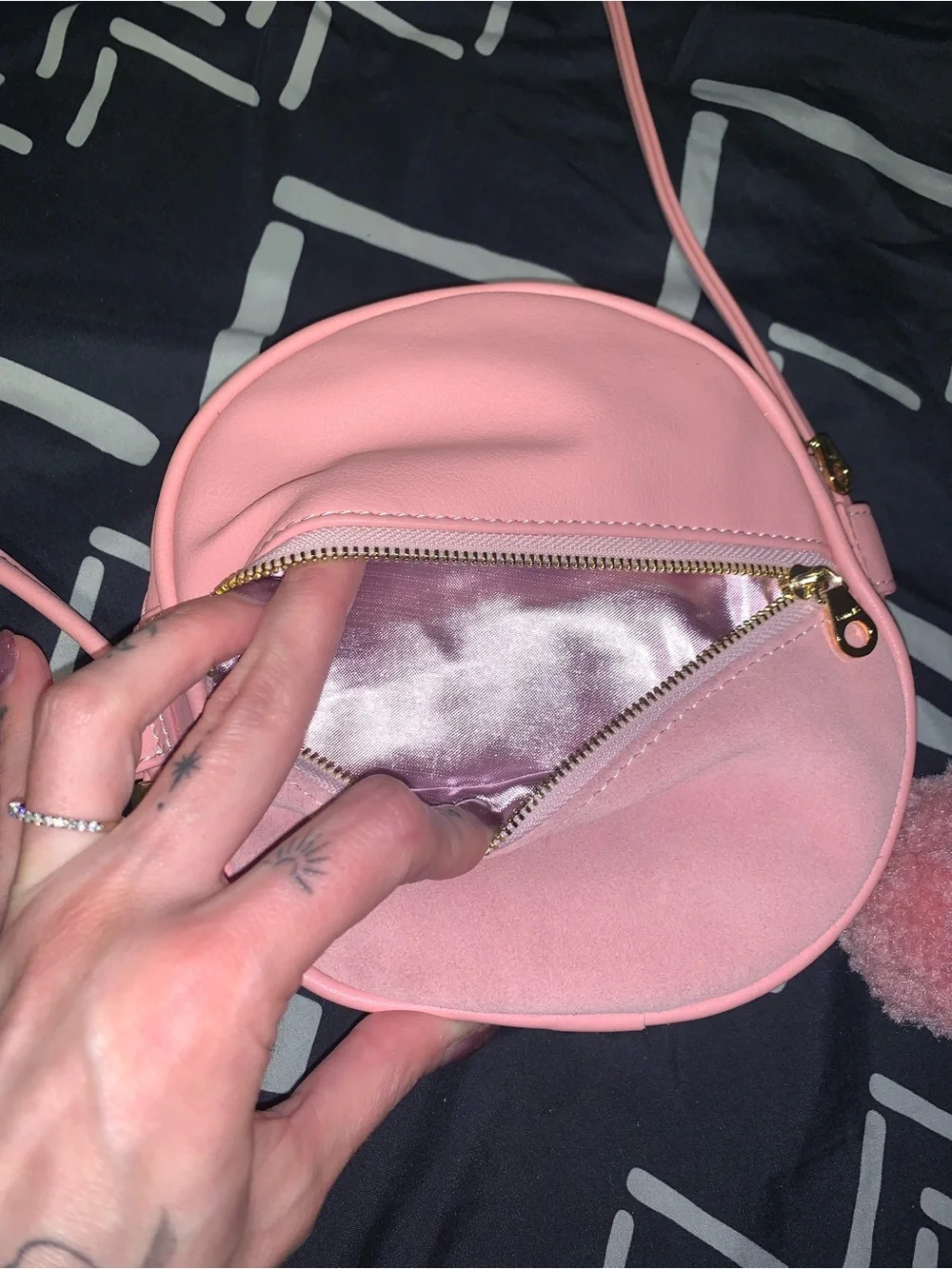 Never Worn Ban.do Leather Circle Pom Pom Crossbody Bag